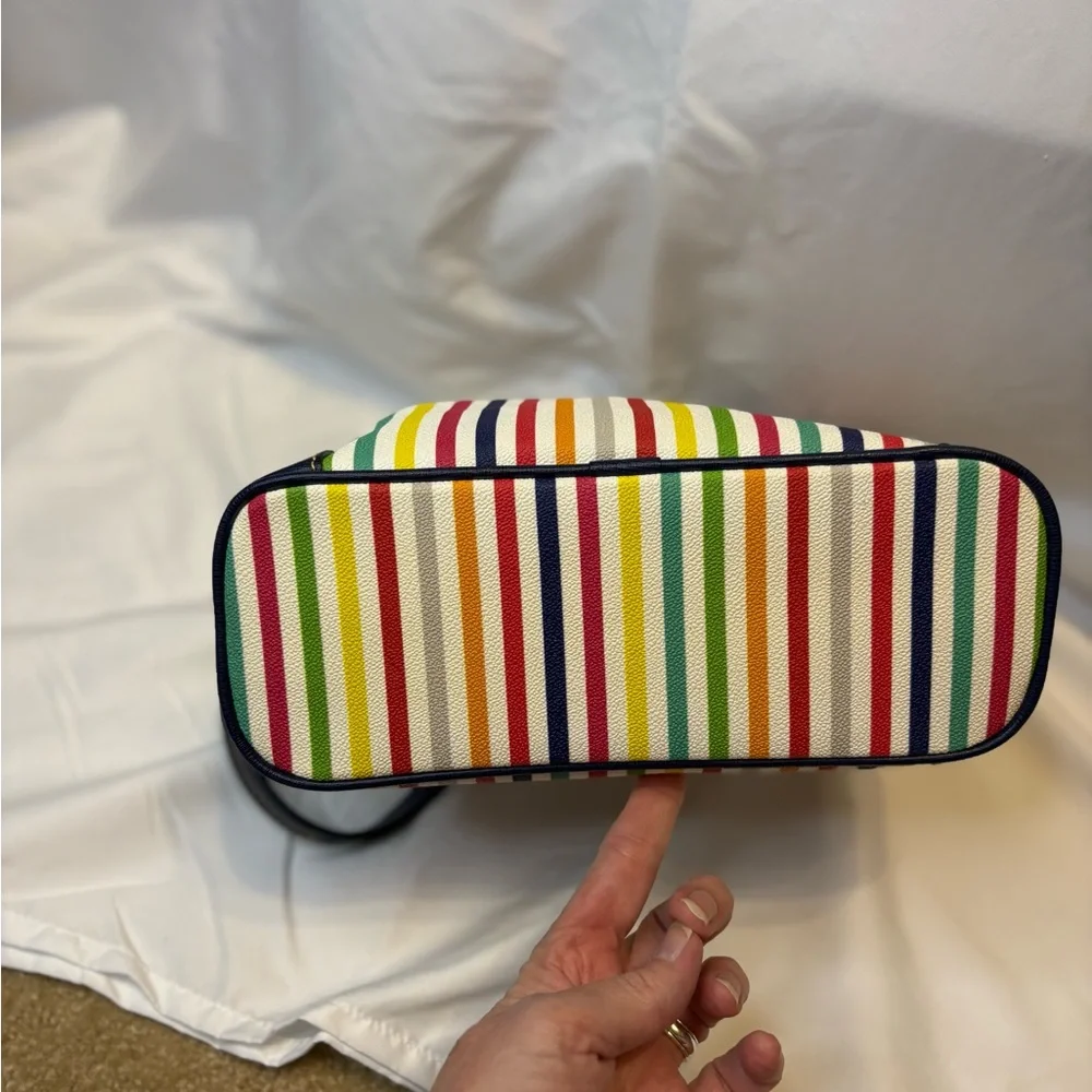 Dooney and Bourke Navy Trim Multicolor Stripe Crossbody Bag - Picture 3 of 8